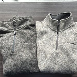 2 Pack: Eddie Bauer Men's Heather Gray Quarter-Zip Sweaters, Large